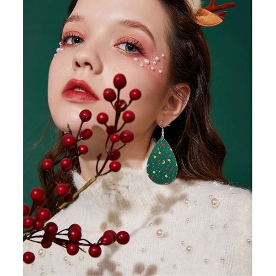 20Pairs Christmas Leather Earrings For Women Lightweight Tree Earrings Leaf Plaid Dangle Earring Faux Leather Teardrop Holiday Earrings For Christmas Party 20Pairs Christmas Leather Earrings For Women Lightweight Tree Earrings Leaf Plaid Dangle Earring Faux Leather Teardrop Holiday Earrings For Christmas Party